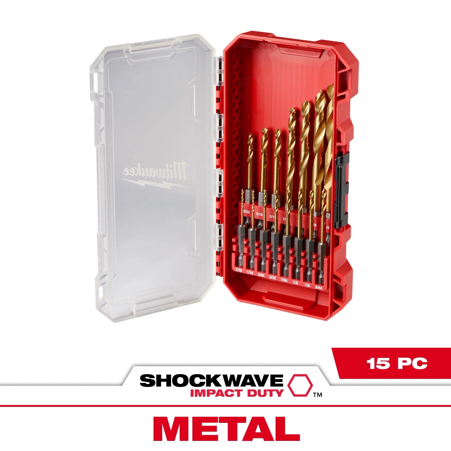 Milwaukee 15 PC SHOCKWAVE™ Impact Duty RED HELIX™ Titanium Drill Bit Set — 48-89-4670