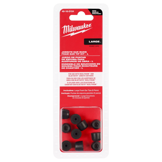 Milwaukee Jobsite Earbuds Foam Ear Tip Kit - L — 49-16-0104