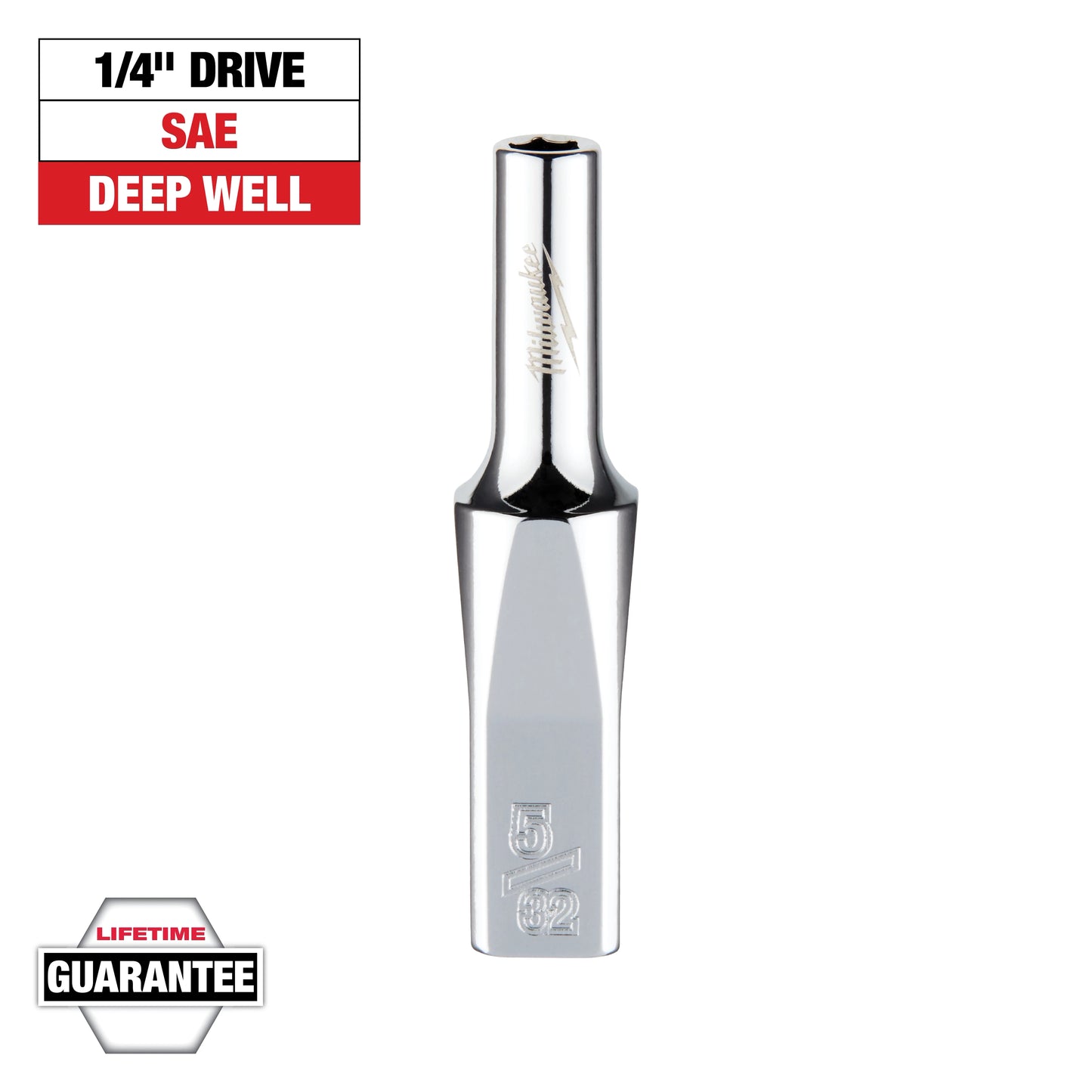 Milwaukee 1/4" Drive 5/32" SAE Deep Socket with FOUR FLAT™ Sides — 45-34-9011