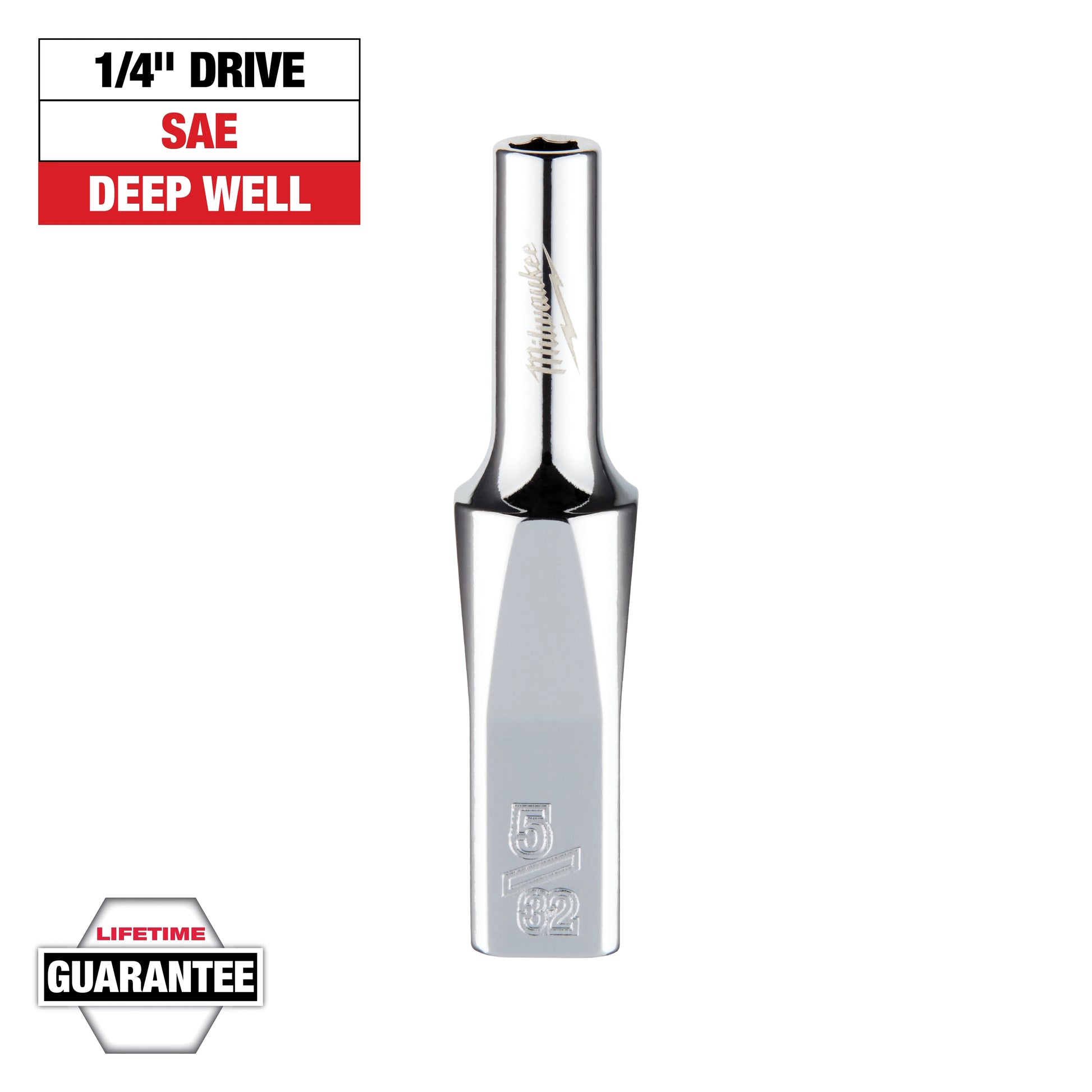 Milwaukee 1/4" Drive 5/32" SAE Deep Socket with FOUR FLAT™ Sides — 45-34-9011