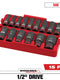 Milwaukee 15 PC SHOCKWAVE™ Impact Duty Socket 1/2” Drive SAE TRAY Set — 49-66-6817