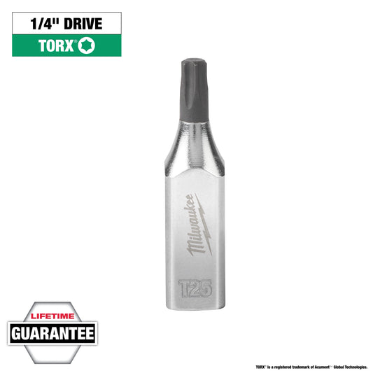 Milwaukee 1/4" Drive T25 TORX® Bit Socket — 45-34-1004
