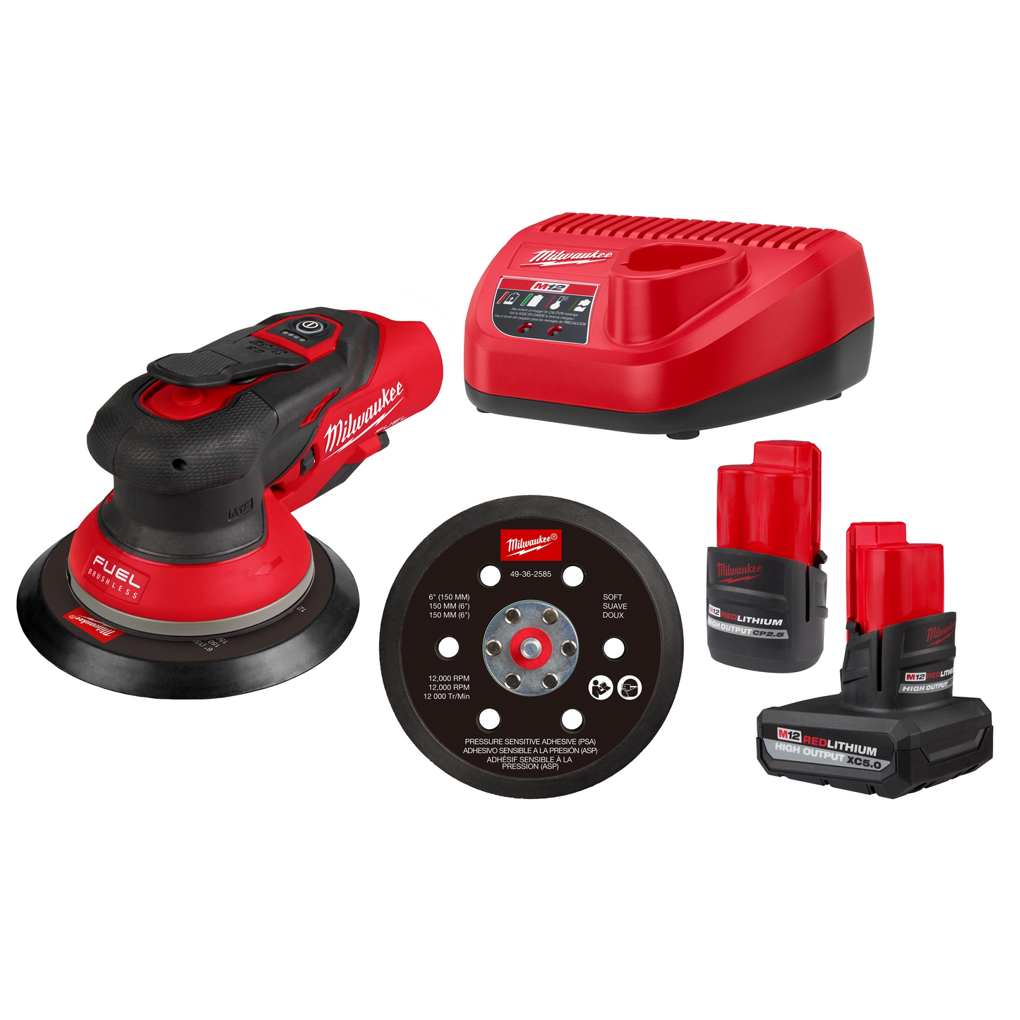 Milwaukee M12 FUEL™ 6" Random Orbital Sander Kit (3/32") — 2584-22CX