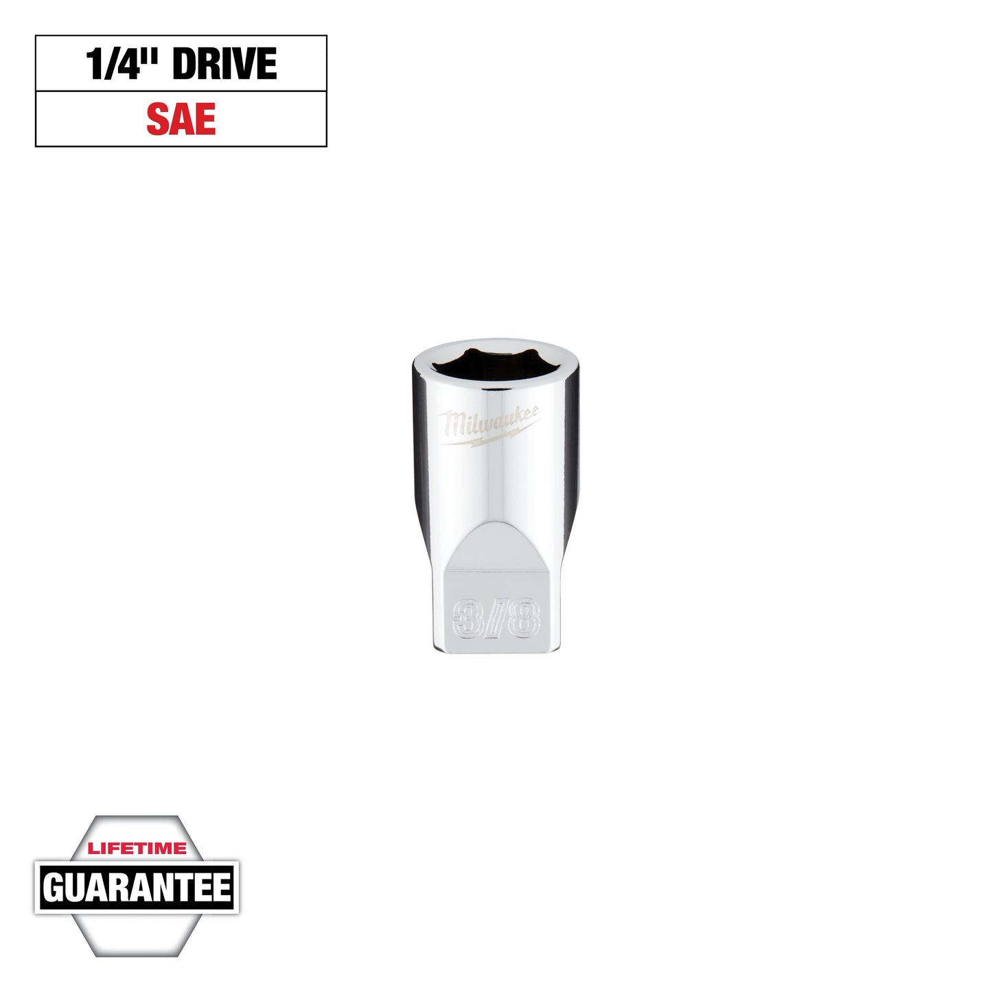 Milwaukee 1/4" Drive 3/8" SAE Socket with FOUR FLAT™ Sides — 45-34-9007