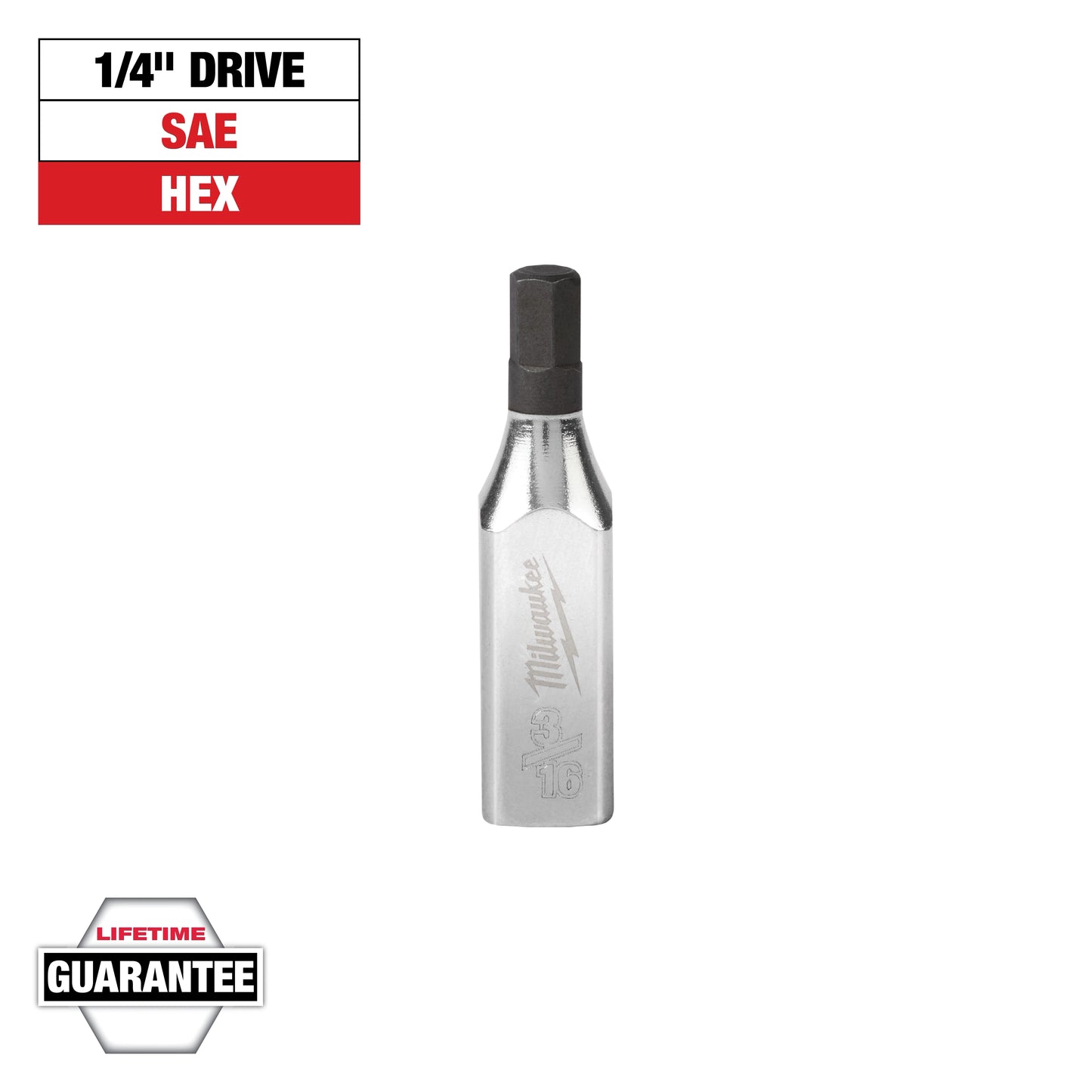 Milwaukee 1/4" Drive 3/16" Hex Bit Socket — 45-34-1027