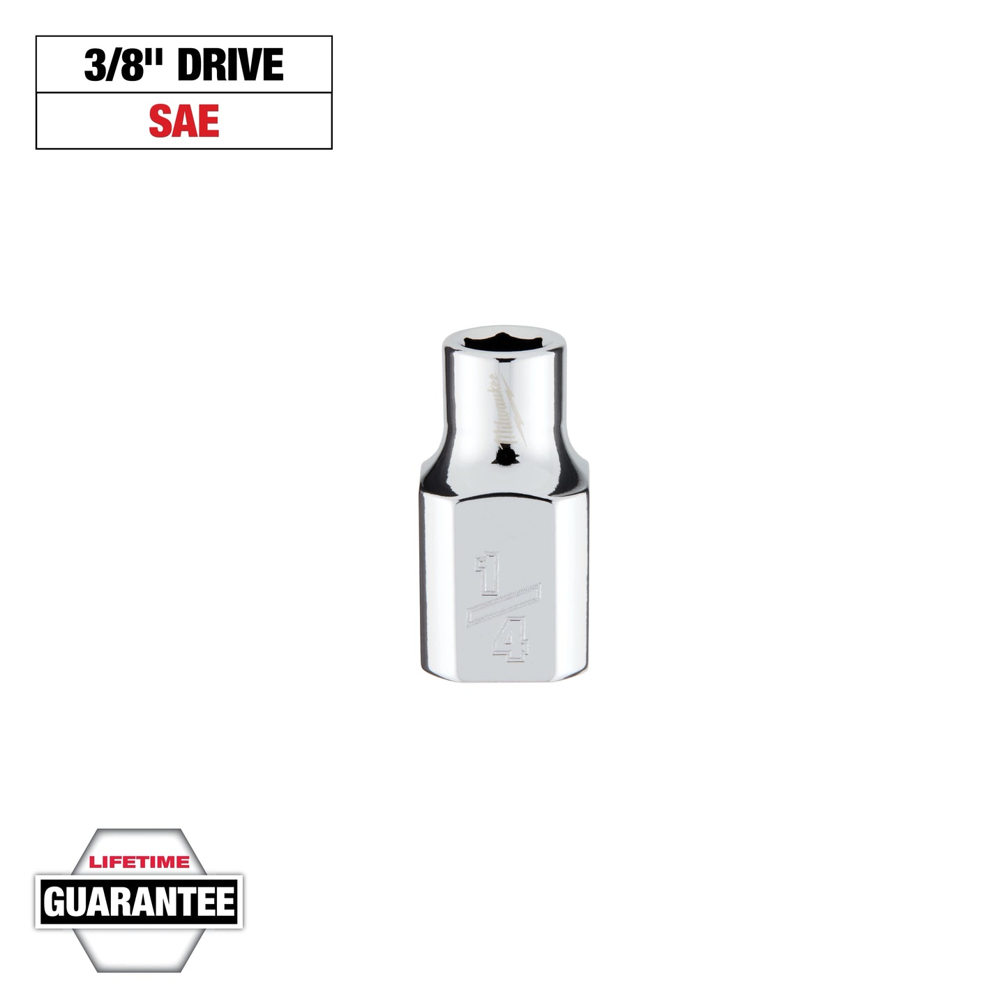 Milwaukee 3/8" Drive 1/4" SAE Deep Socket with FOUR FLAT™ Sides — 45-34-9060