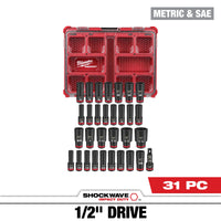 Milwaukee 31 PC SHOCKWAVE™ Impact Duty Socket 1/2” Drive Set with PACKOUT™ — 49-66-6806