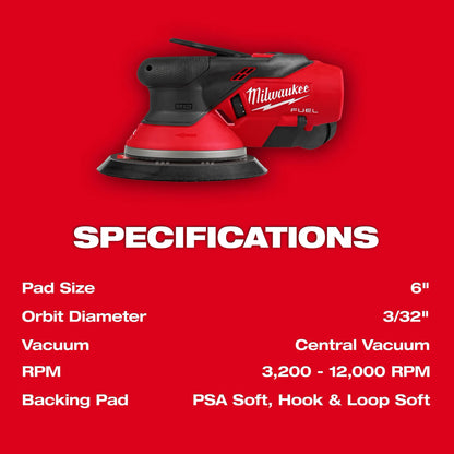 Milwaukee M12™ FUEL™ 6" Random Orbital Sander (3/32")