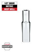 Milwaukee 1/2" Drive 11MM Metric 6-Point Deep Socket with FOUR FLAT™ Sides — 45-34-9135
