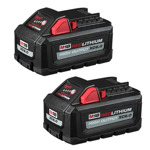 Milwaukee® 48-11-1862, M18™ REDLITHIUM™ HIGH OUTPUT™ XC6.0 Battery, 2-Pack