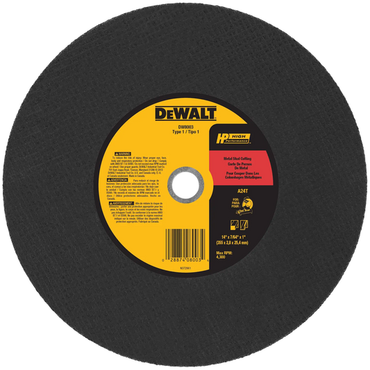 DEWALT 14-in. (355mm) T41 Metal Cutting Chop Saw Wheel — DW8003