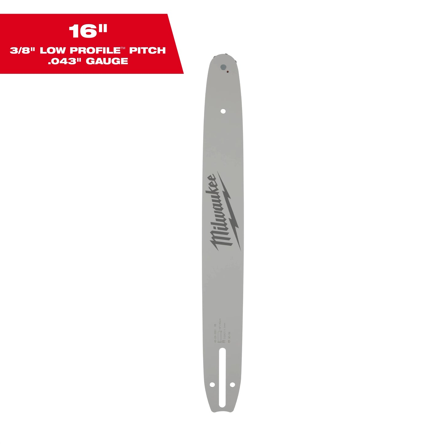 Milwaukee 16" 3/8" LOW PROFILE™ Pitch, .043" Gauge Guide Bar — 48-09-3001
