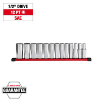 Milwaukee 13 pc 1/2” Drive 12-Point Deep Well SAE Socket Set — 48-22-9424