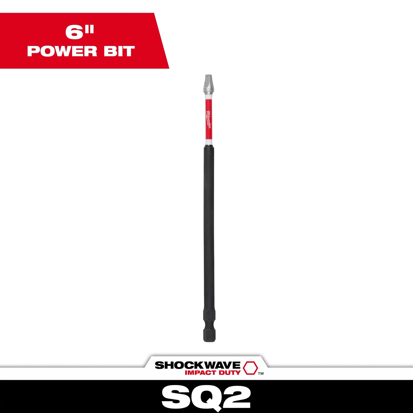 Milwaukee SHOCKWAVE™ Impact Duty 6" Square Recess #2 Power Bit — 48-32-4805