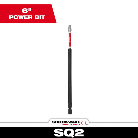 Milwaukee SHOCKWAVE™ Impact Duty 6" Square Recess #2 Power Bit — 48-32-4805