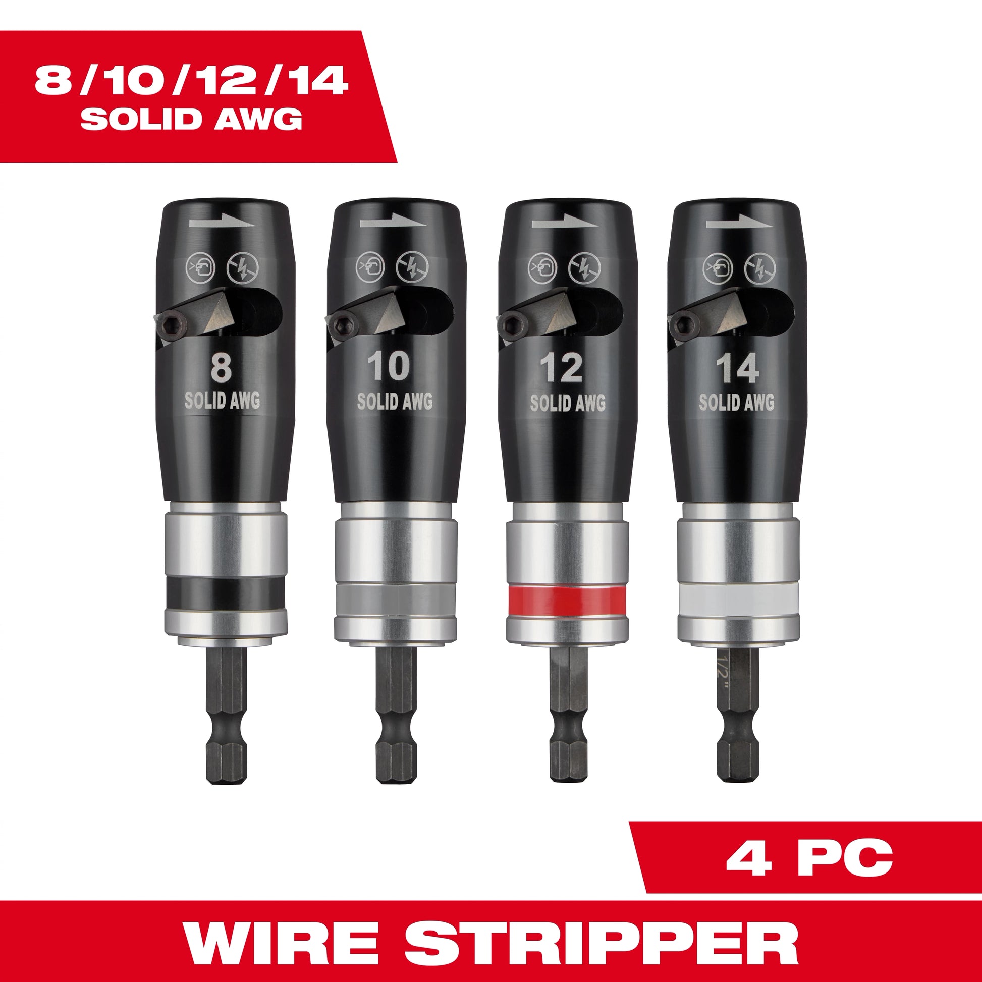 Milwaukee 4 PC Solid Wire Stripper Set — 48-32-6406