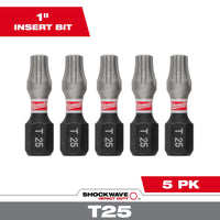 Milwaukee SHOCKWAVE™ Impact Duty 1" TORX® T25 Insert Bits (5 PK) — 48-32-4636