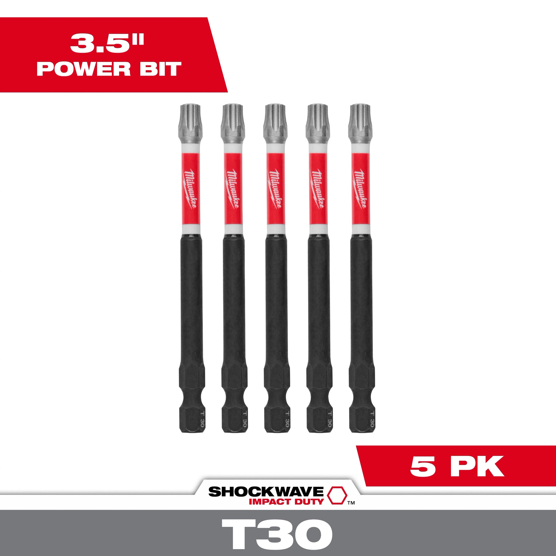 Milwaukee SHOCKWAVE™ Impact Duty 3-1/2" TORX® T30 Power Bits (5 PK) — 48-32-4580