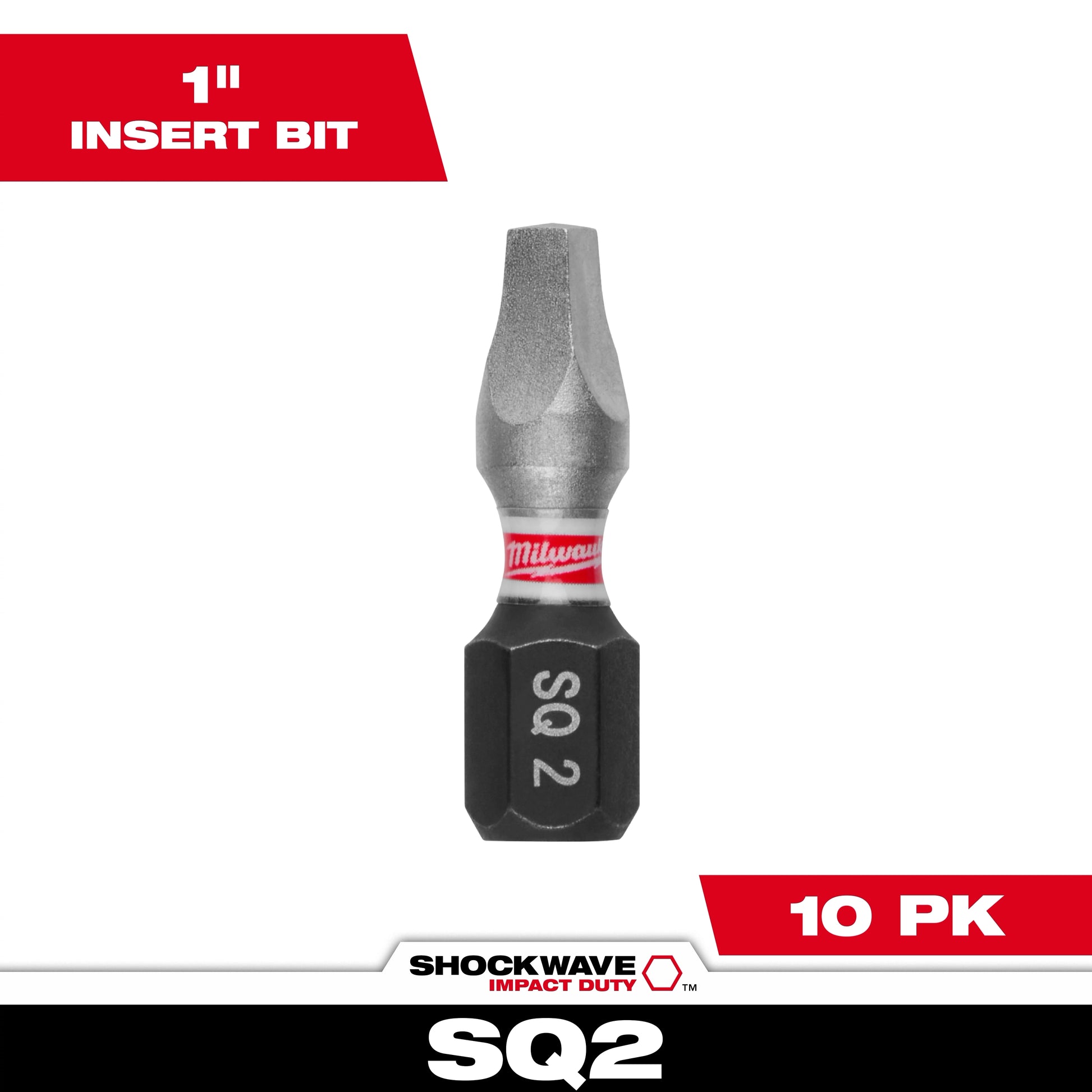 Milwaukee SHOCKWAVE™ Impact Duty 1" Square Recess #2 Insert Bits Contractor Pack — 48-32-4607