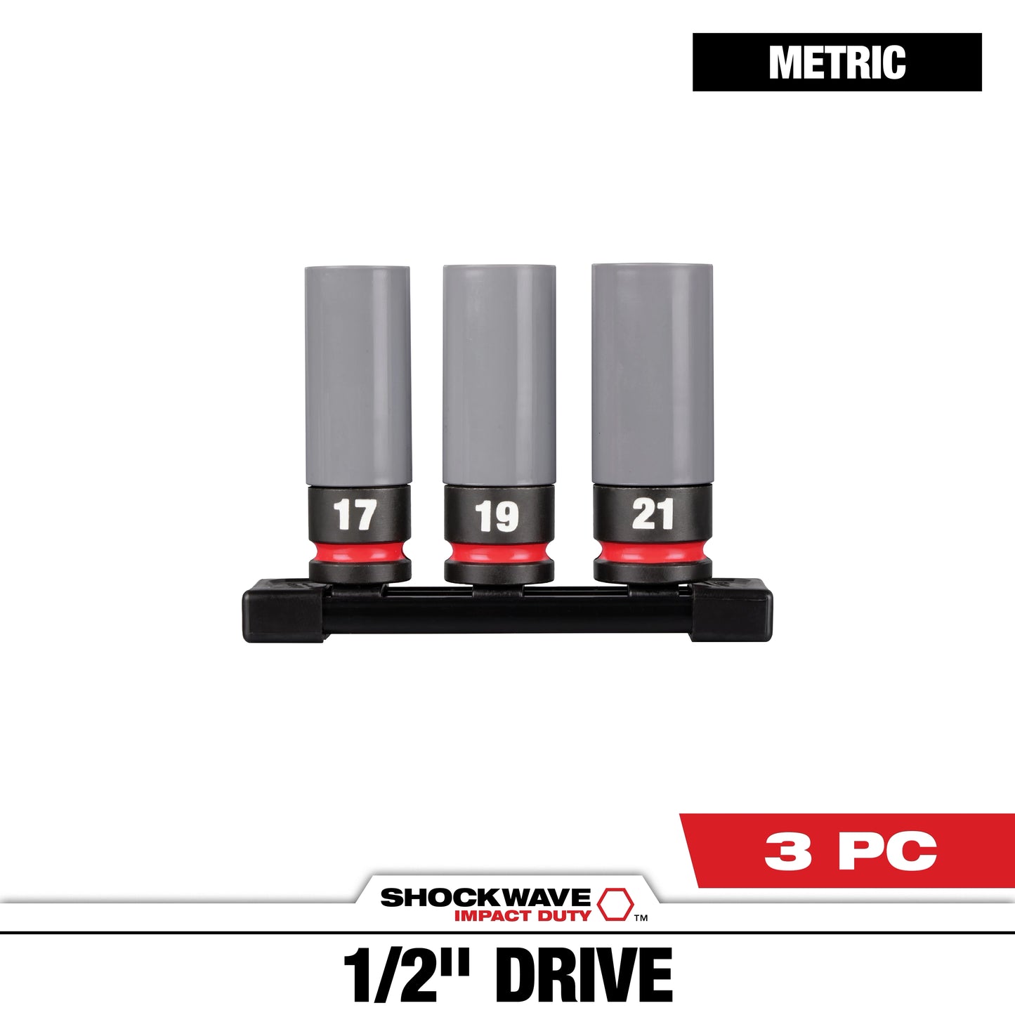 Milwaukee SHOCKWAVE™ Impact Duty 1/2 Drive Metric 3 PC Lug Nut Wheel Socket Set — 49-66-7830