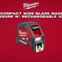 Milwaukee 25 ft Magnetic Tape Measure w/ Rechargeable 100L Light — 48-22-0428