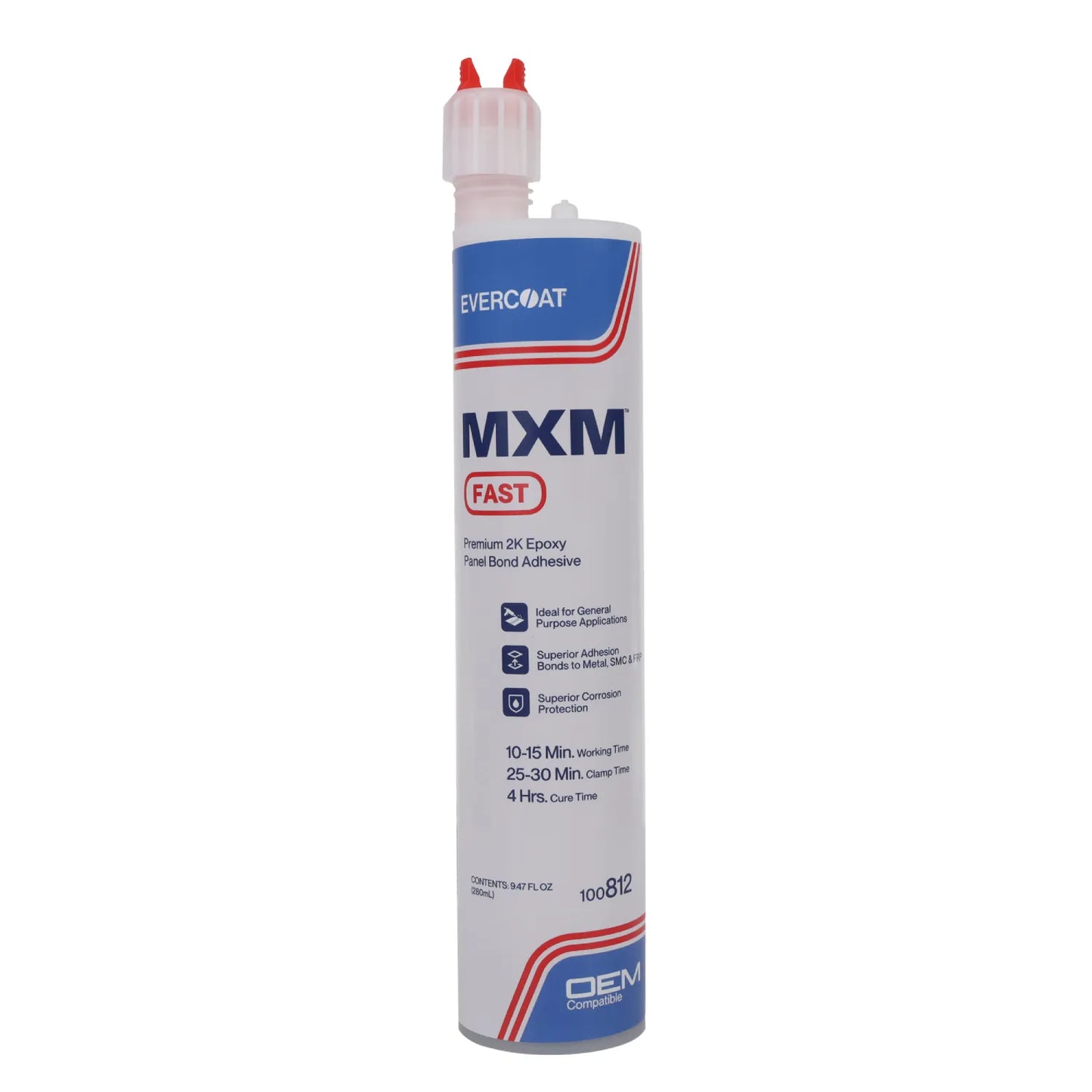 Evercoat MXM Fast Premium 2K Epoxy Panel Bond Adhesive Black · 250 mL · Cartridge – 100812