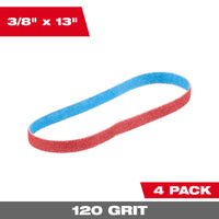 Milwaukee 3/8” x 13” 120 Grit Bandfile Belts – 4 pack — 48-80-7120