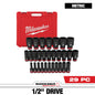 Milwaukee 29 PC SHOCKWAVE™ Impact Duty 1/2" Drive Metric Deep 6 Point Socket Set — 49-66-7015