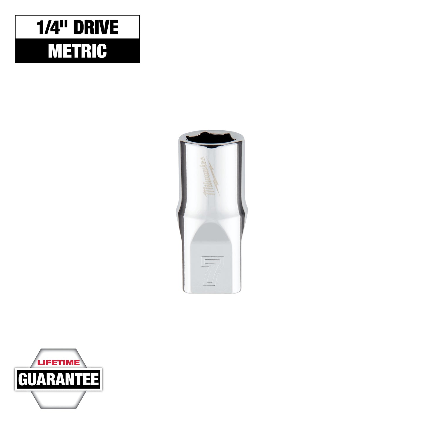 Milwaukee 1/4" Drive 7mm Metric Socket with FOUR FLAT™ Sides — 45-34-9033
