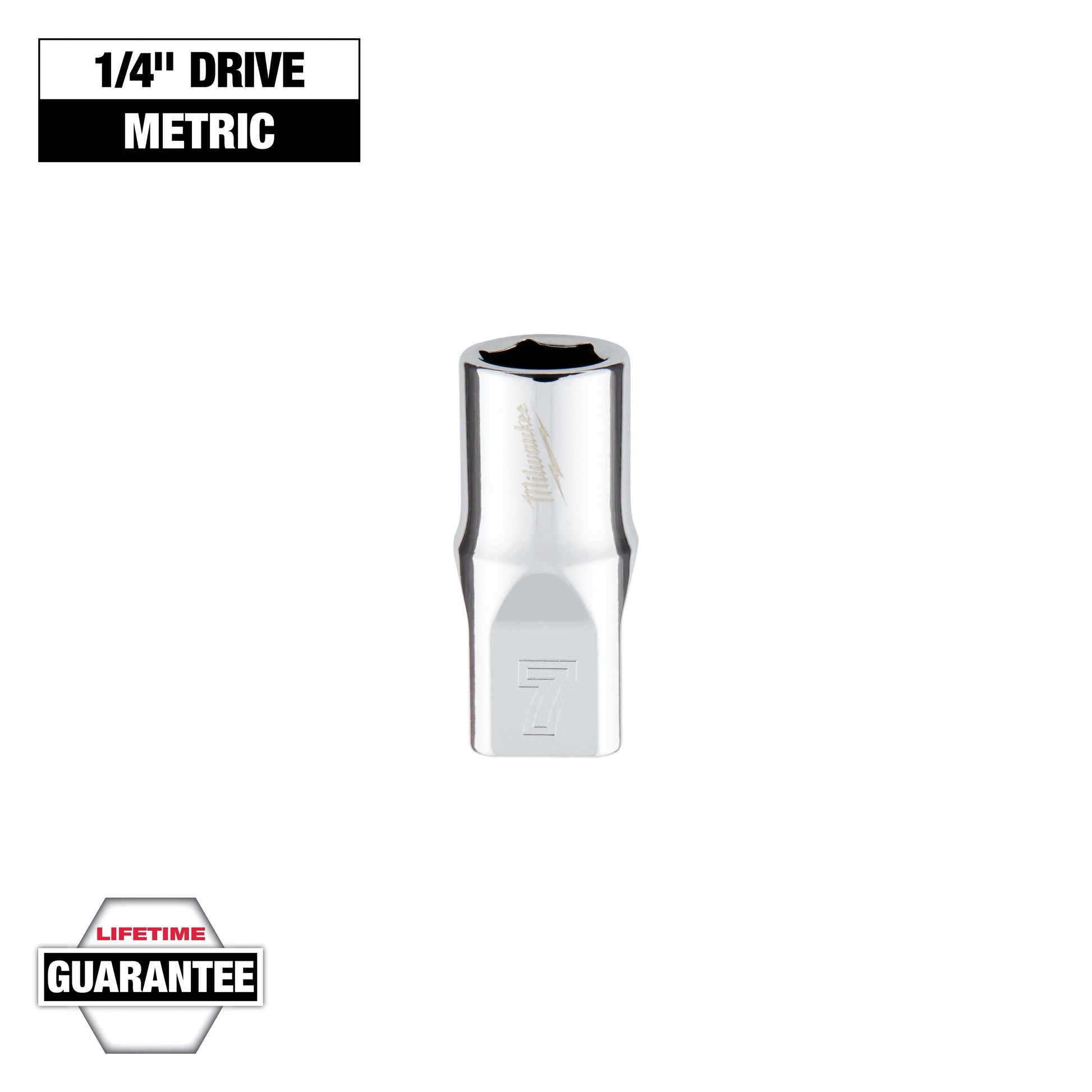 Milwaukee 1/4" Drive 7mm Metric Socket with FOUR FLAT™ Sides — 45-34-9033
