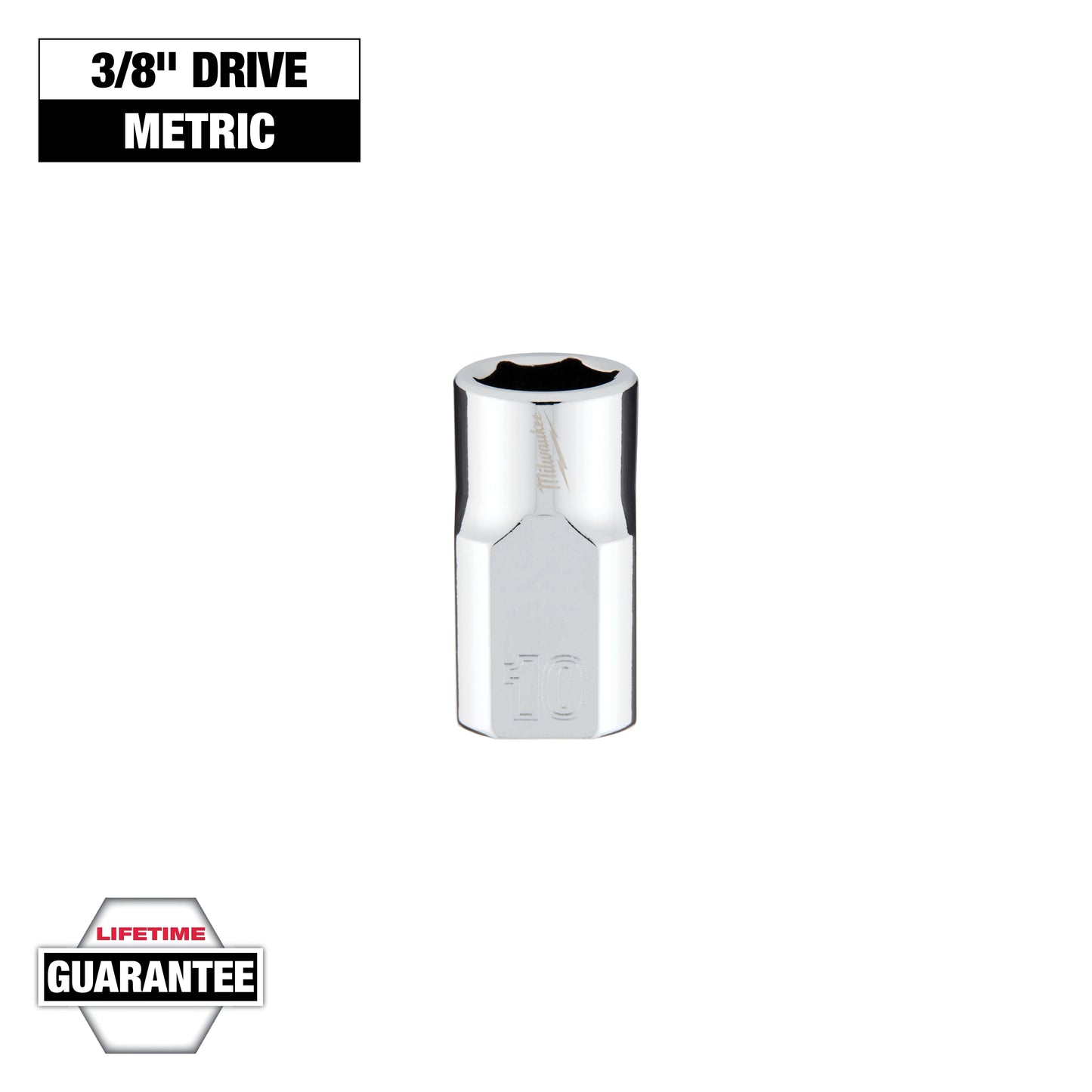 Milwaukee 3/8" Drive 10mm Metric Socket with FOUR FLAT™ Sides — 45-34-9080