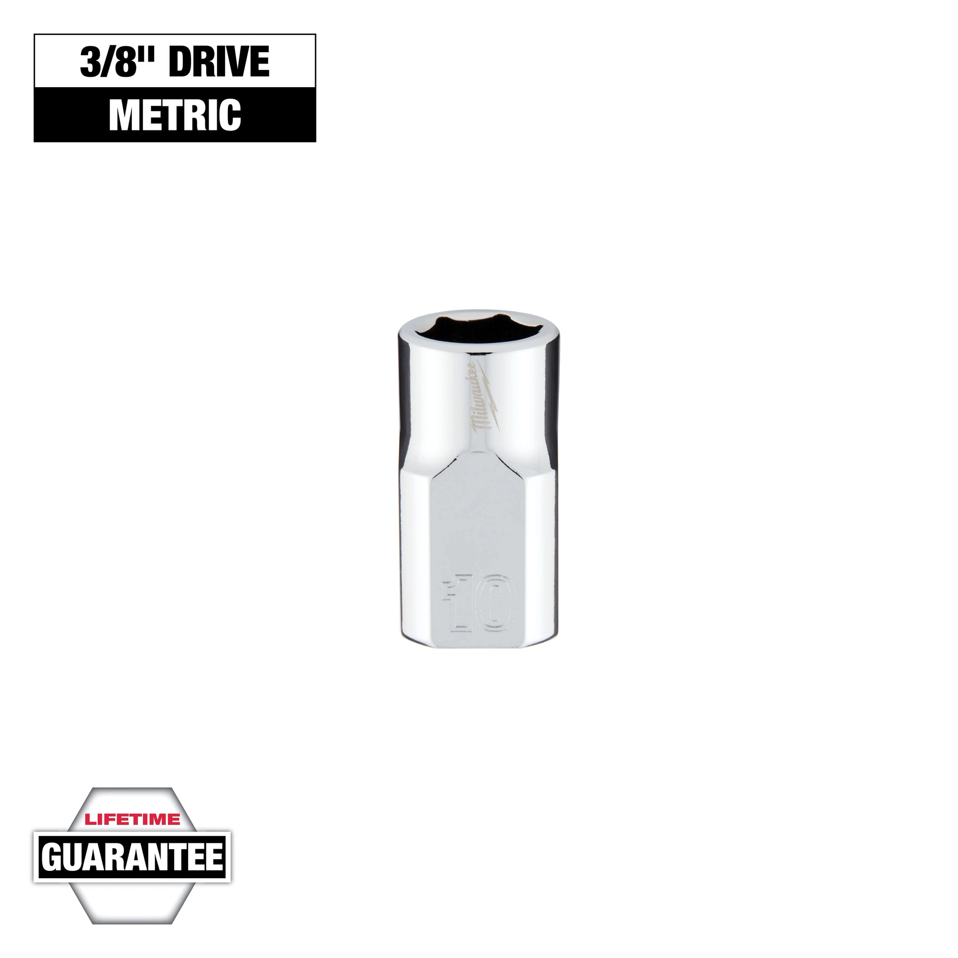 Milwaukee 3/8" Drive 10mm Metric Socket with FOUR FLAT™ Sides — 45-34-9080