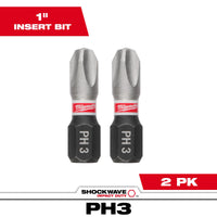 Milwaukee SHOCKWAVE™ Impact Duty 1" Phillips #3 Insert Bits (2 PK) — 48-32-4413