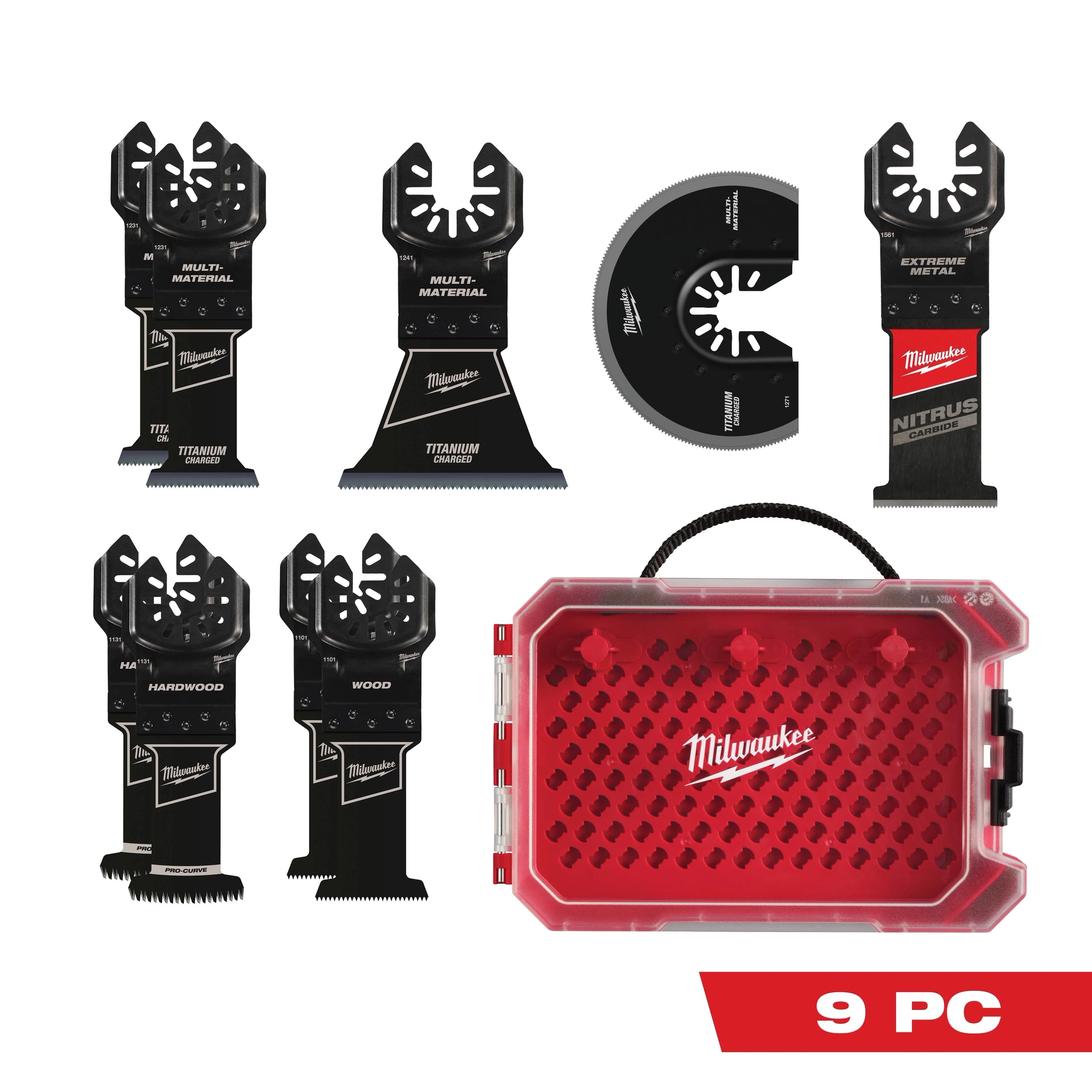 Milwaukee 9 PC Universal Fit Oscillating Multi-Tool Blade Set — 49-10-9113