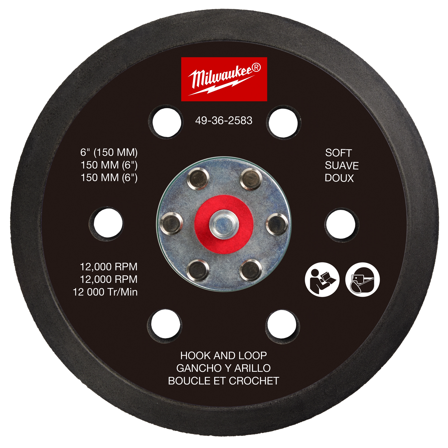 Milwaukee 6" Hook and Loop Sander Backing Pad - Soft — 49-36-2583