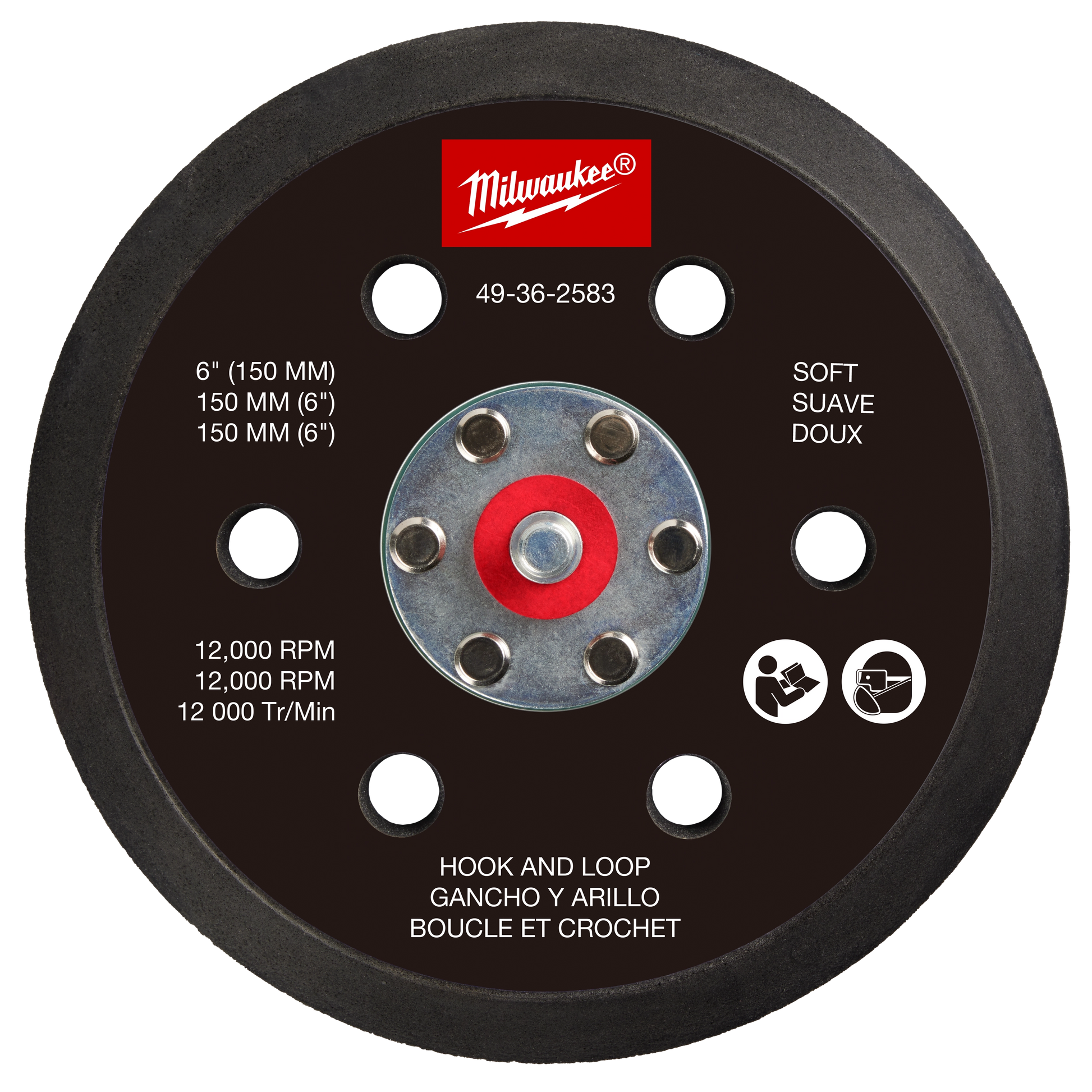 Milwaukee 6" Hook and Loop Sander Backing Pad - Soft — 49-36-2583