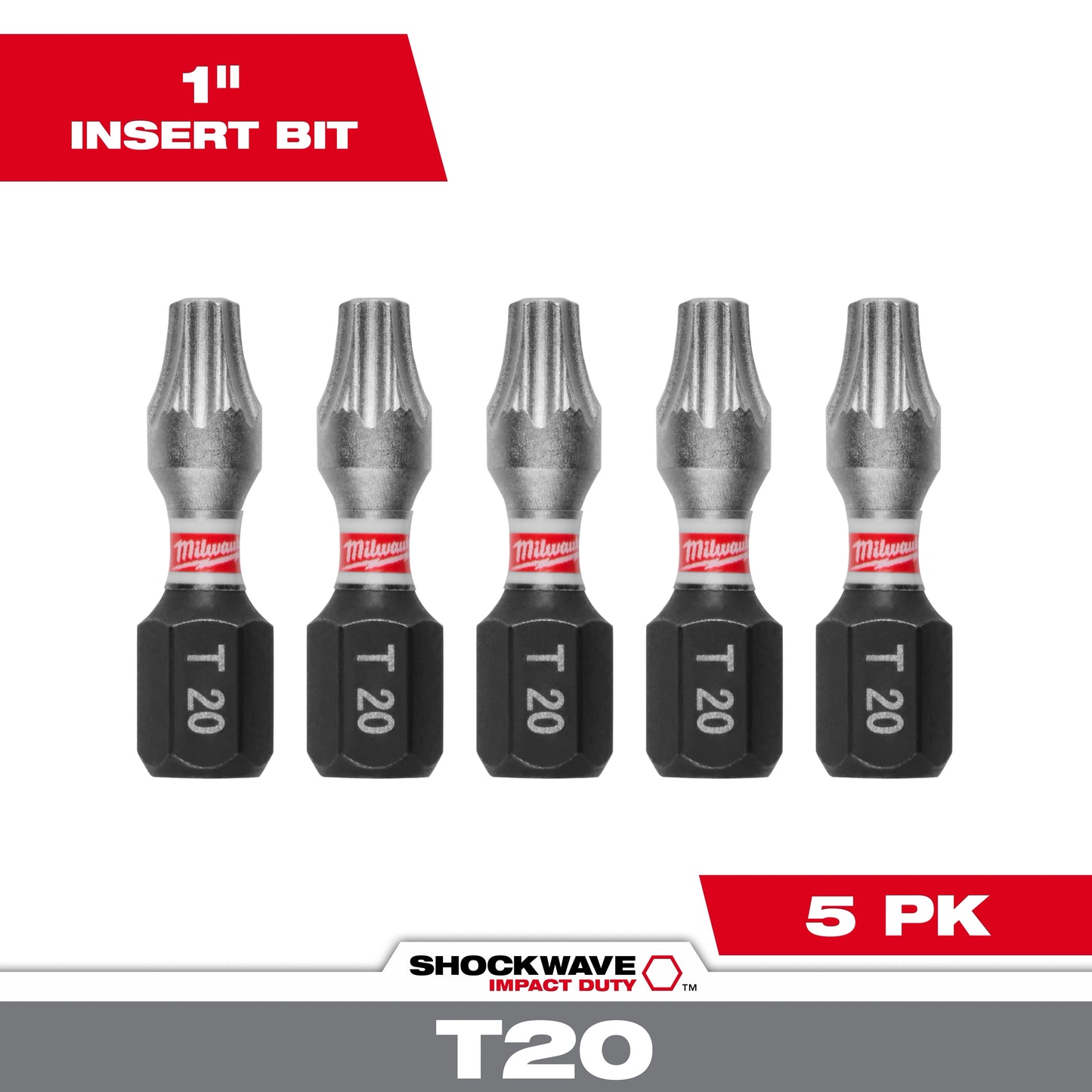 Milwaukee SHOCKWAVE™ Impact Duty 1 TORX® T20 Insert Bits (5 PK) — 48-32-4614