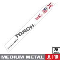 Milwaukee 9" 18 TPI TORCH™ SAWZALL® Blade for Medium Metal (25 PK) — 48-00-8788