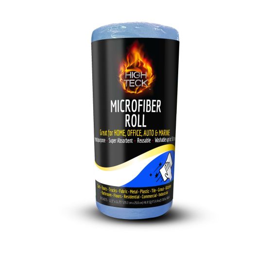 High Teck 12" x 12" Blue Microfiber Towels - 50 per Roll - 1250R - (50) 12" X 12" BLUE MICROFIBER ON ROL - High Teck 1250R