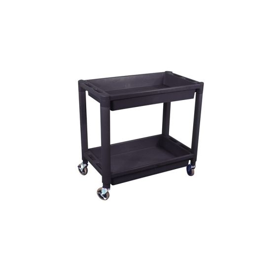 High Teck T425 Utility Cart, 300 Lb, Black, Heavy-Duty Plastic, 2 Shelves, Swivel Caster - HIT425 - High Teck™ T425 Utility Cart, 300 lb, Black, Heavy-Duty Plastic, 2 Shelves, Swivel Caster - High Teck HIT425