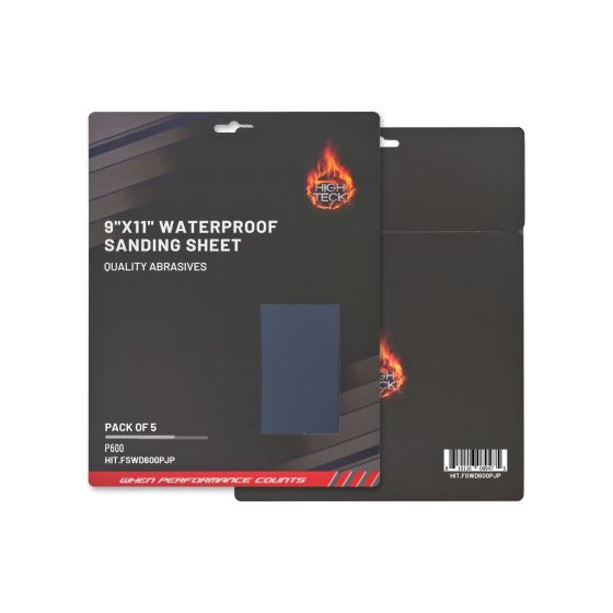 High Teck 9" x 11" Waterproof Sanding Sheets - P600 - 5 Pack - FSWD600PJP - High Teck (5 pcs pack) 9"X11" WATERPROOF SANDING SHEET P600 - High Teck FSWD600PJP