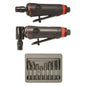 Astro Pneumatic ONYX 3pc Die Grinder Kit w/ 1/4" 90° Angle Die Grinder, 1/4" Die Grinder & 8pc Double Cut Carbide Rotary Burr Set - manufacturer part 219