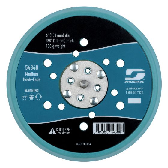 Dynabrade 54340 6-Inch Multi-Hole Hook-Face Sanding Pad, 6 in multi-hole, 54340