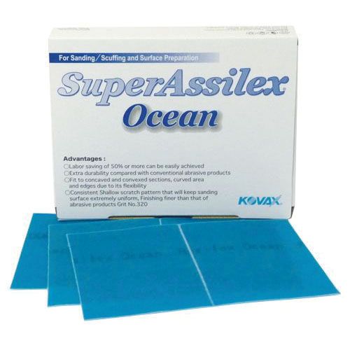 KOVAX® Super Assilex® 191-1515 Sanding Sheet, 130 mm W x 170 mm L, 360 Grit, Aluminum Oxide Abrasive, Ocean, Dry
