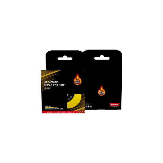 High Teck DAP3GRIP 3-inch no-hole hook-and-loop backup pad packaging