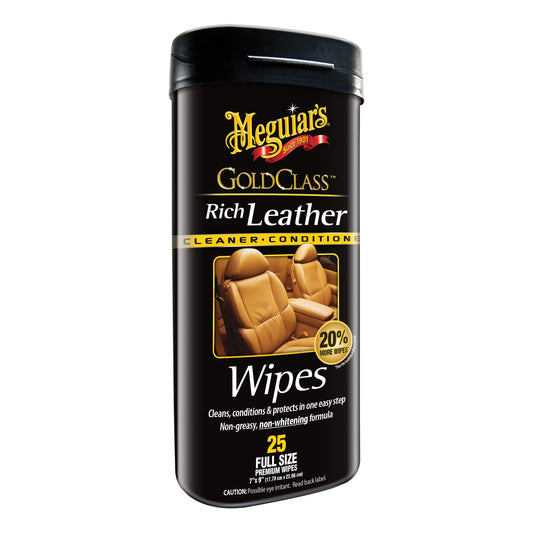 Meguiar's Gold Class, G10900 3-in-1 Cleaning Wipes, 7 x 9 in, 25 Wipes Canister, Saturated with Liquid