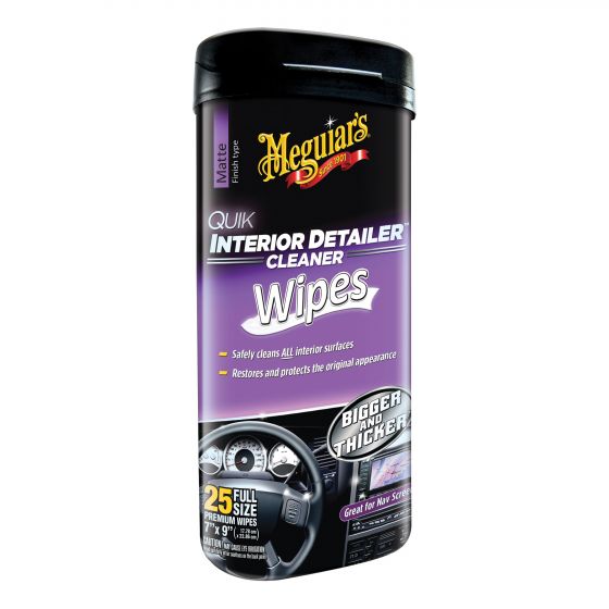 Meguiar's&reg; Quik Interior Detailer&trade; G13600 Cleaning Wipes, 25 Wipes Bottle, Clear, Liquid