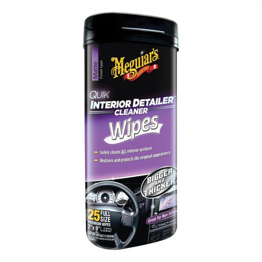 Meguiar's&reg; Quik Interior Detailer&trade; G13600 Cleaning Wipes, 25 Wipes Bottle, Clear, Liquid