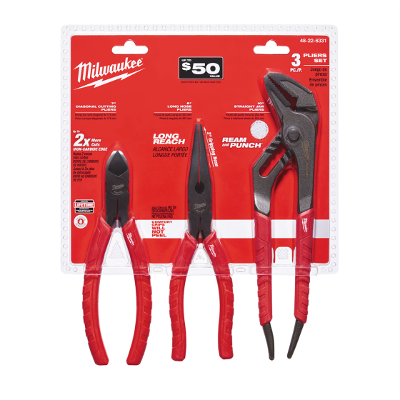 Milwaukee 3 PC. Comfort Grip Pliers Kit — 48-22-6331