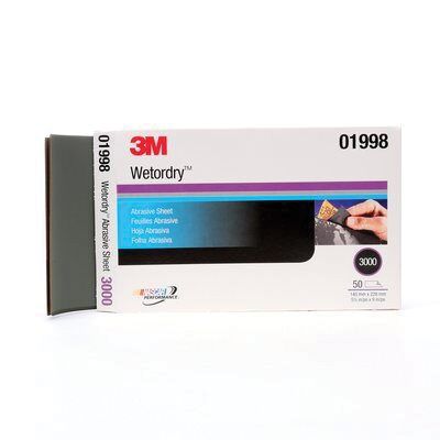 Imperial™ Wetordry™ 01998 401Q Series Abrasive Sheet, 5-1/2 in W x 9 in L, 3000 Grit, Fine Grade, Black